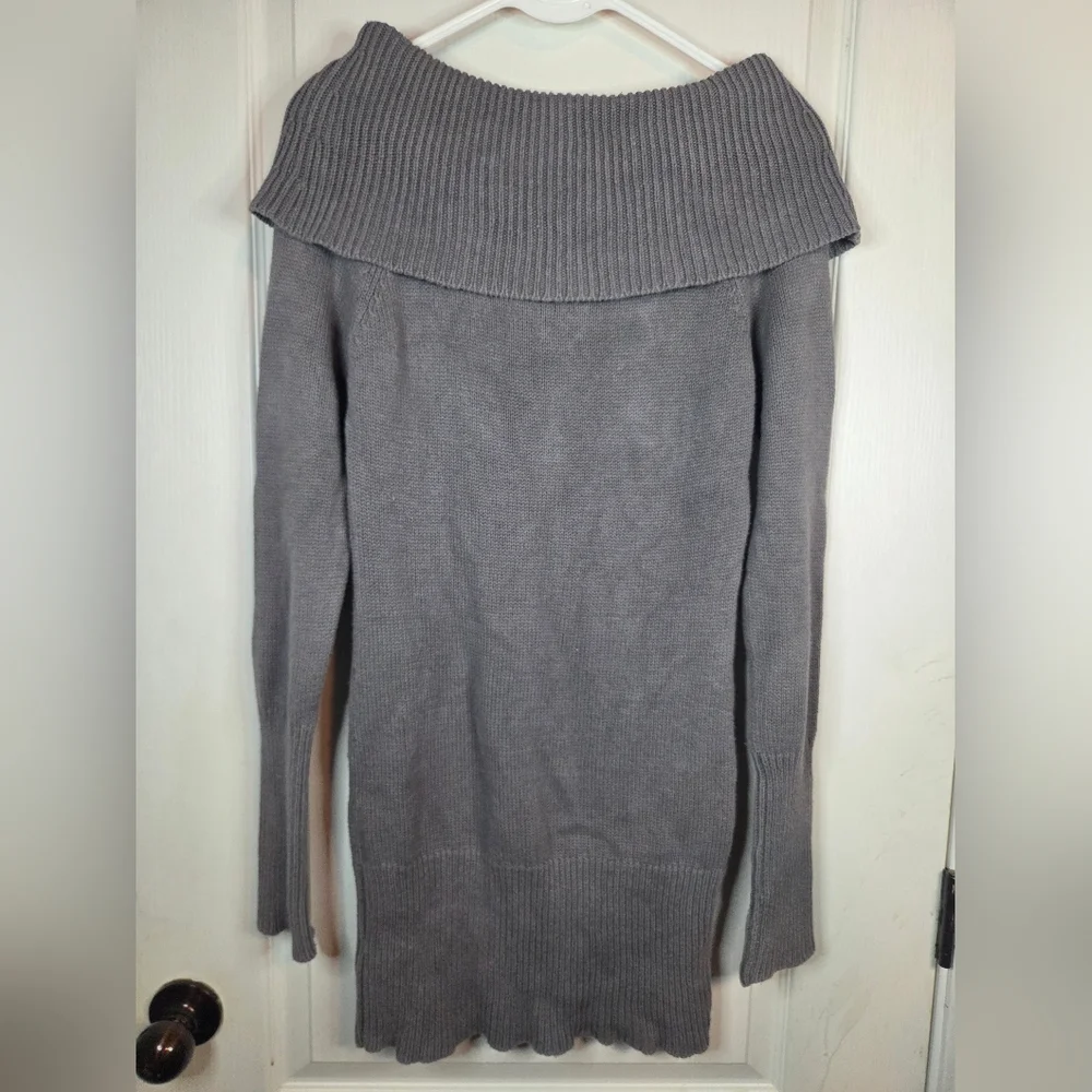 VTG Y2K Guess Charcoal Cowl Neck Sweater Dress Size Med. - Picture 6 of 11